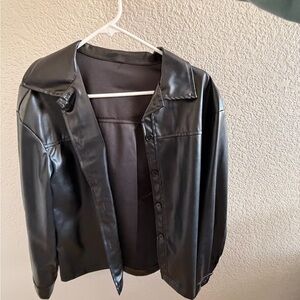 Black pleather Jacket for Women